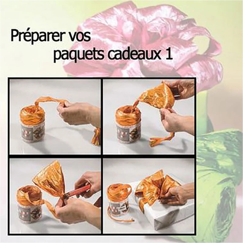 Bolduc raphia emballage cadeau brillant uni (25 mètres)