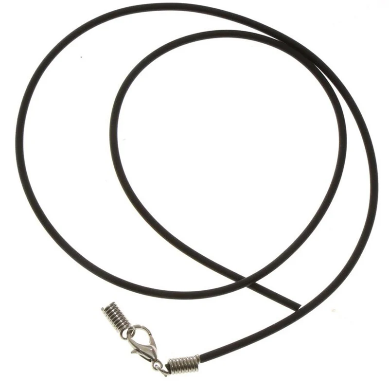 Colliers tour de cou 2 mm caoutchouc plein fermoir mousqueton (5 pièces)