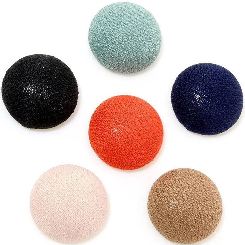 Bouton tissu à coller grand forme ronde (10 pièces)