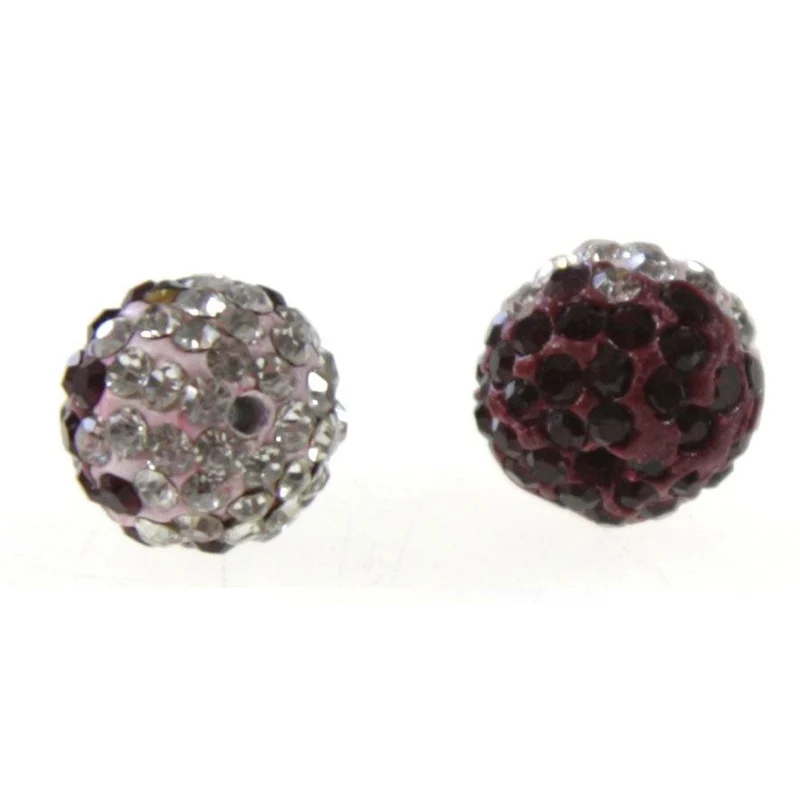 Perles shamballa rondes bicolores dégradées 10 mm (5 pièces)