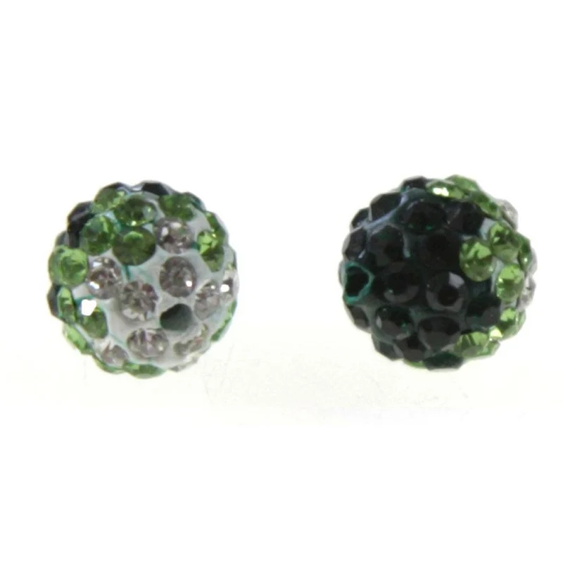Perles shamballa rondes bicolores dégradées 10 mm (5 pièces)