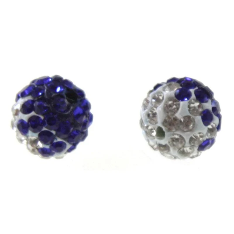 Perles shamballa rondes bicolores dégradées 10 mm (5 pièces)