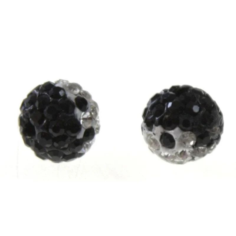Perles shamballa rondes bicolores dégradées 10 mm (5 pièces)