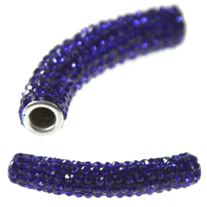 Perles shamballa tubes pierre de cristal 45 mm (1 pièce)