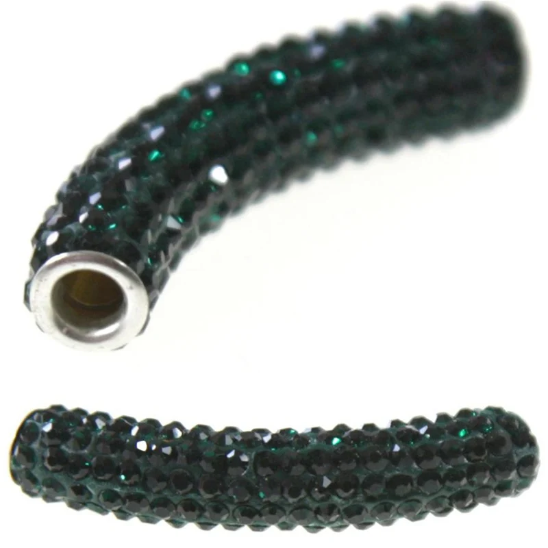 Perles shamballa tubes pierre de cristal 45 mm (1 pièce)