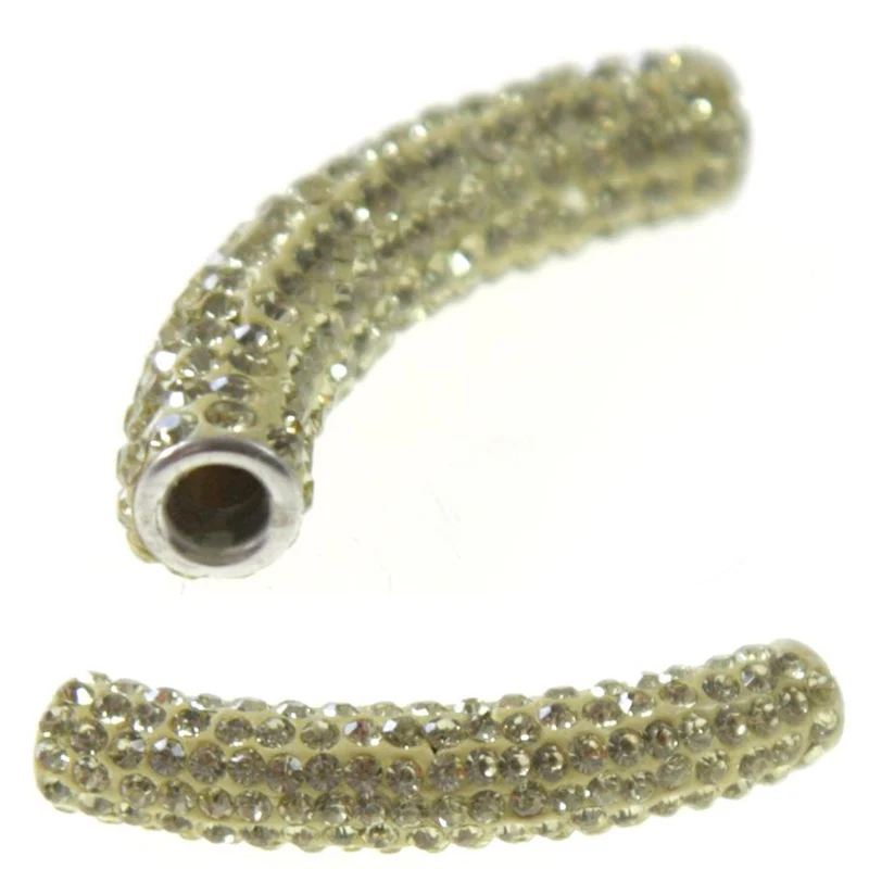 Perles shamballa tubes pierre de cristal 45 mm (1 pièce)