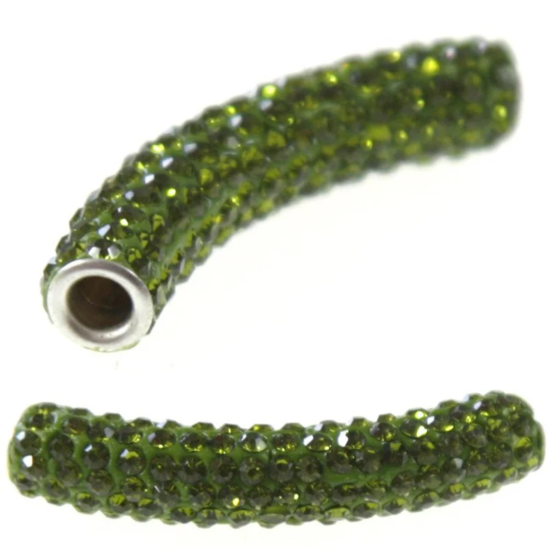 Perles shamballa tubes pierre de cristal 45 mm (1 pièce)
