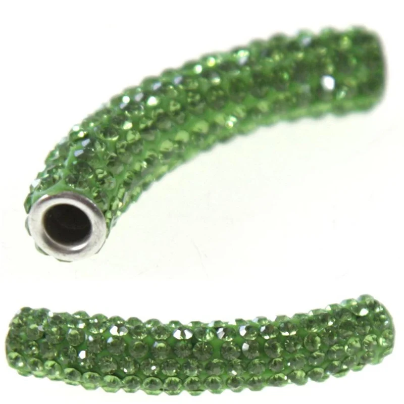 Perles shamballa tubes pierre de cristal 45 mm (1 pièce)