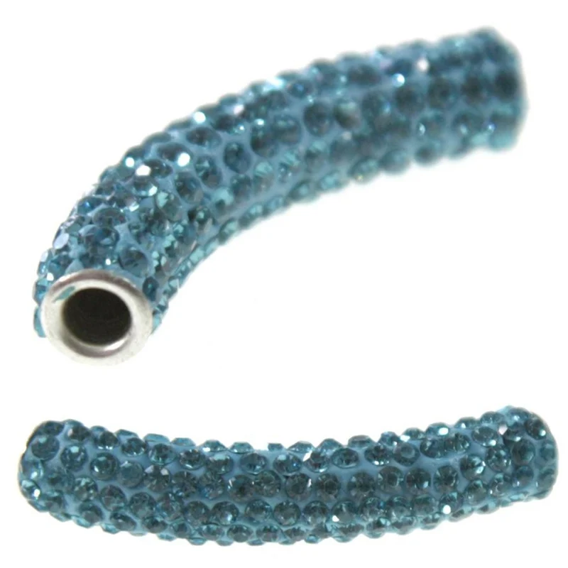 Perles shamballa tubes pierre de cristal 45 mm (1 pièce)