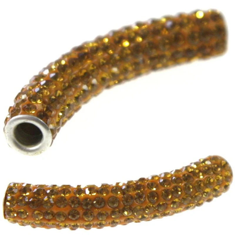 Perles shamballa tubes pierre de cristal 45 mm (1 pièce)