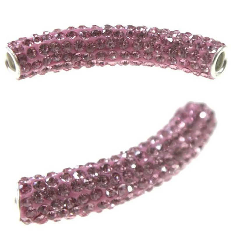 Perles shamballa tubes pierre de cristal 45 mm (1 pièce)