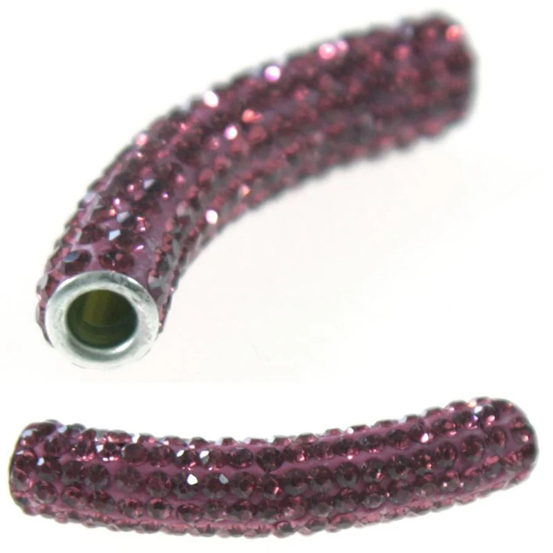 Perles shamballa tubes pierre de cristal 45 mm (1 pièce)