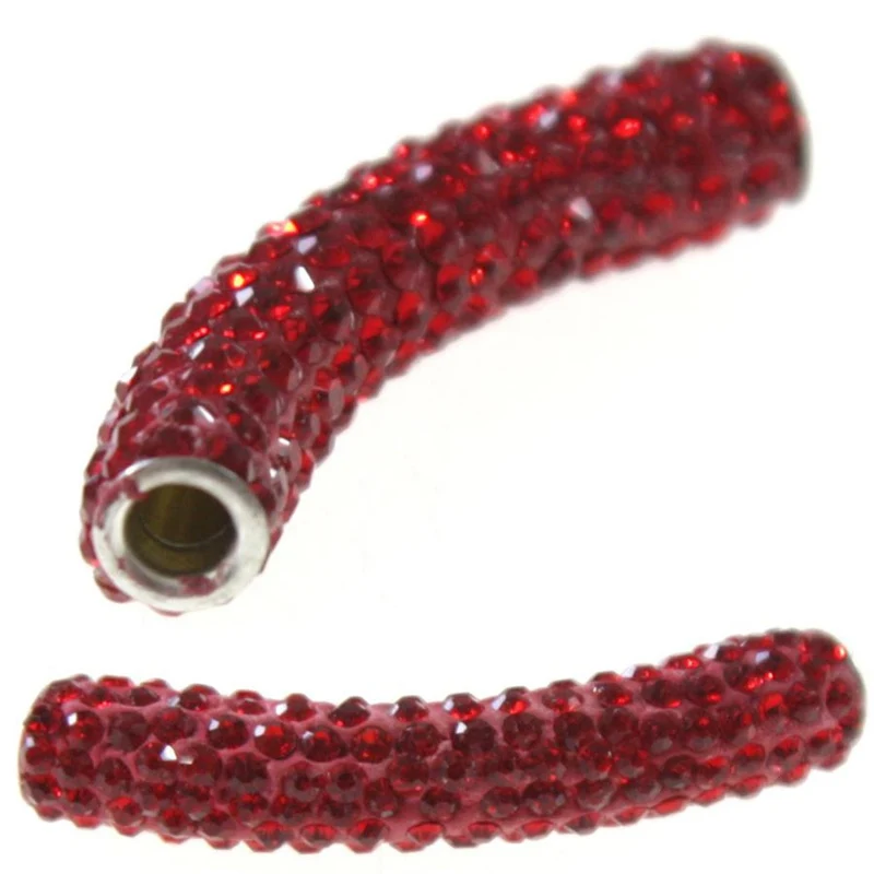 Perles shamballa tubes pierre de cristal 45 mm (1 pièce)