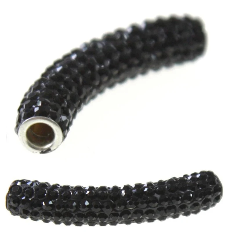 Perles shamballa tubes pierre de cristal 45 mm (1 pièce)
