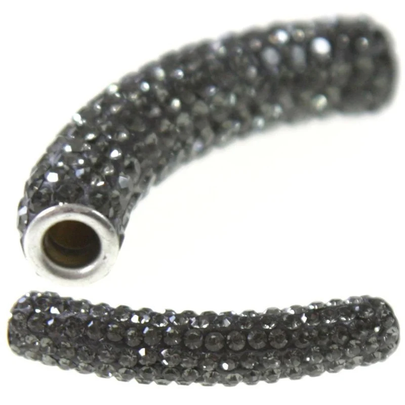 Perles shamballa tubes pierre de cristal 45 mm (1 pièce)