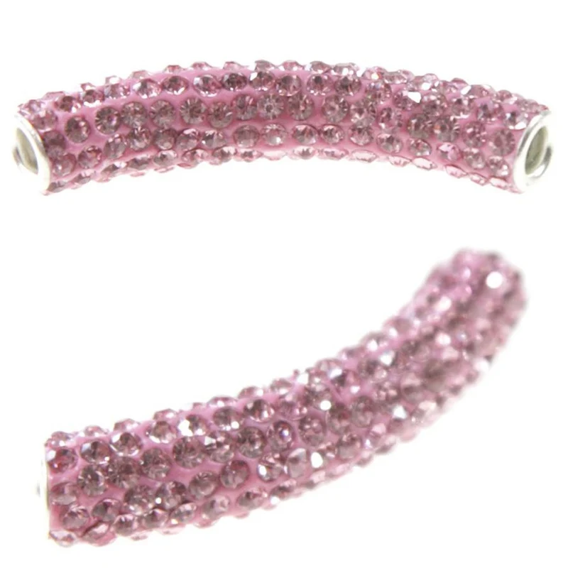 Perles shamballa tubes pierre de cristal 45 mm (1 pièce)