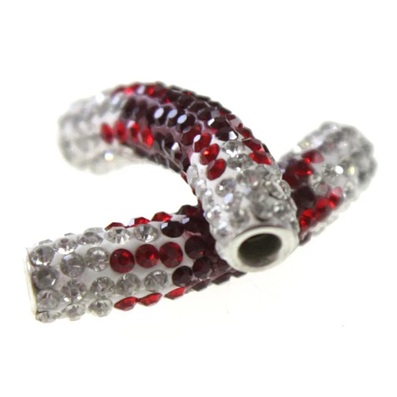Perles shamballa tubes en cristal bicolores 45 mm (1 pièce)