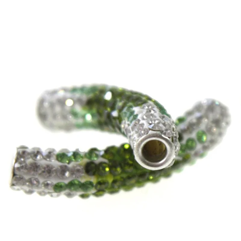 Perles shamballa tubes en cristal bicolores 45 mm (1 pièce)