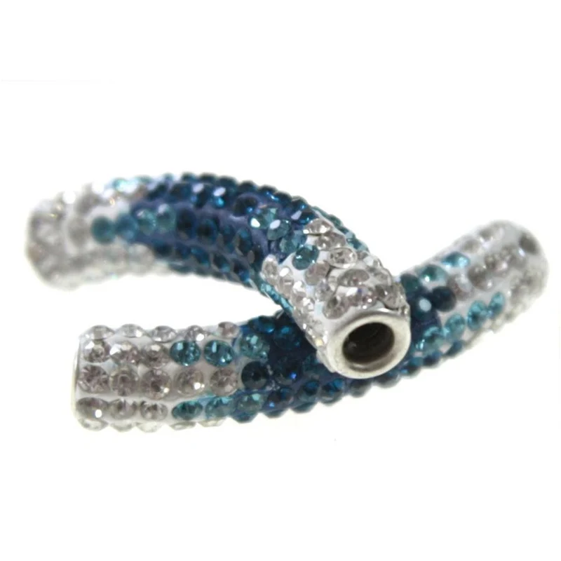 Perles shamballa tubes en cristal bicolores 45 mm (1 pièce)