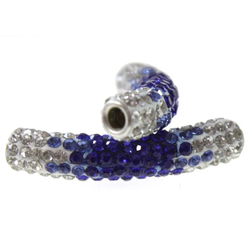 Perles shamballa tubes en cristal bicolores 45 mm (1 pièce)