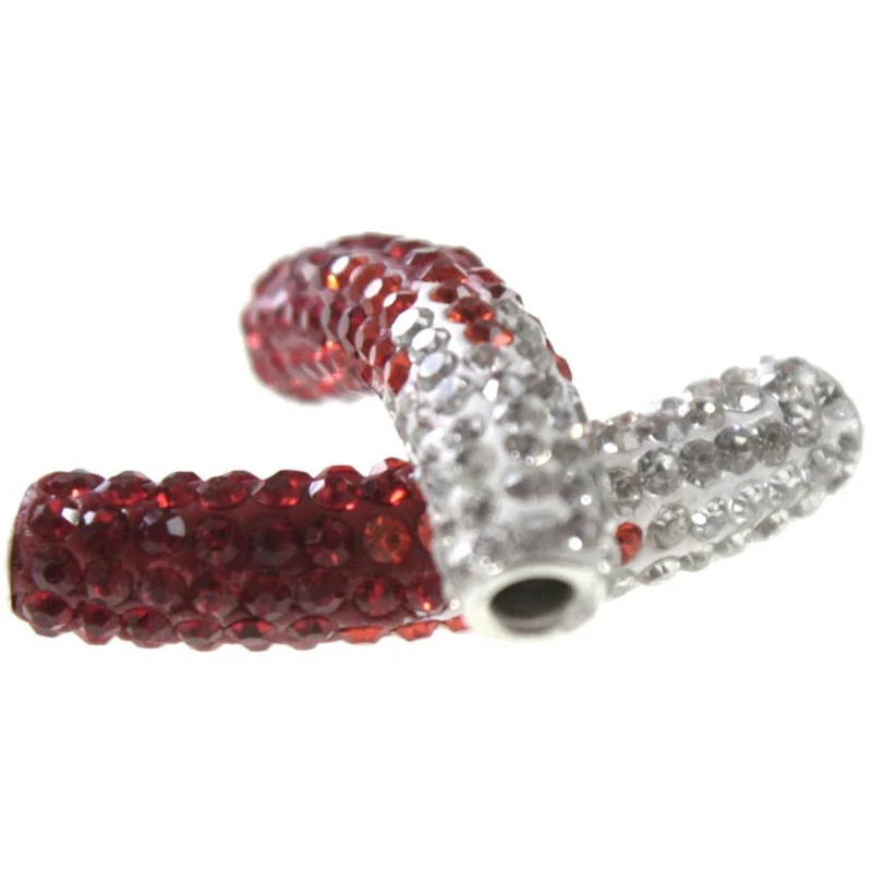 Perles shamballa tubes bicolores dégradées 50 mm (1 pièce)
