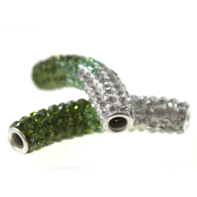 Perles shamballa tubes bicolores dégradées 50 mm (1 pièce)