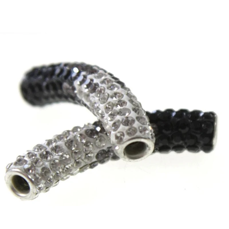 Perles shamballa tubes bicolores dégradées 50 mm (1 pièce)