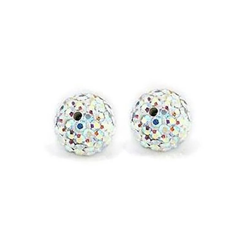 Perles shamballa rondes à strass cristal 12 mm (5 pièces)