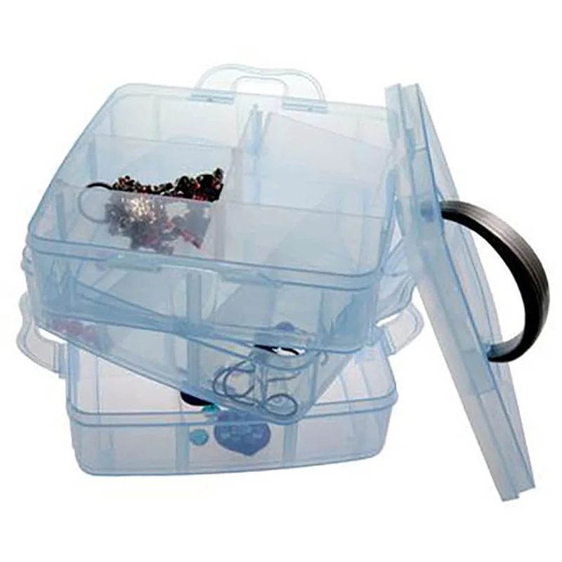 Boite de rangement plastique bijoux apprêts 18 compartiments