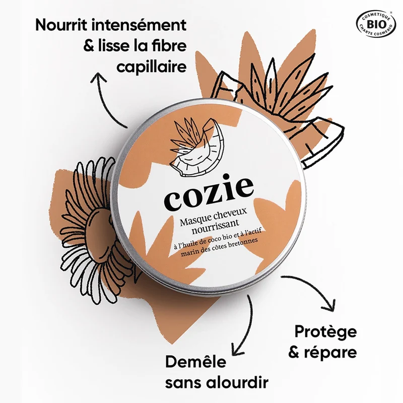 Masque cheveux nourrissant à l’huile de coco bio et à l’actif marin breton
