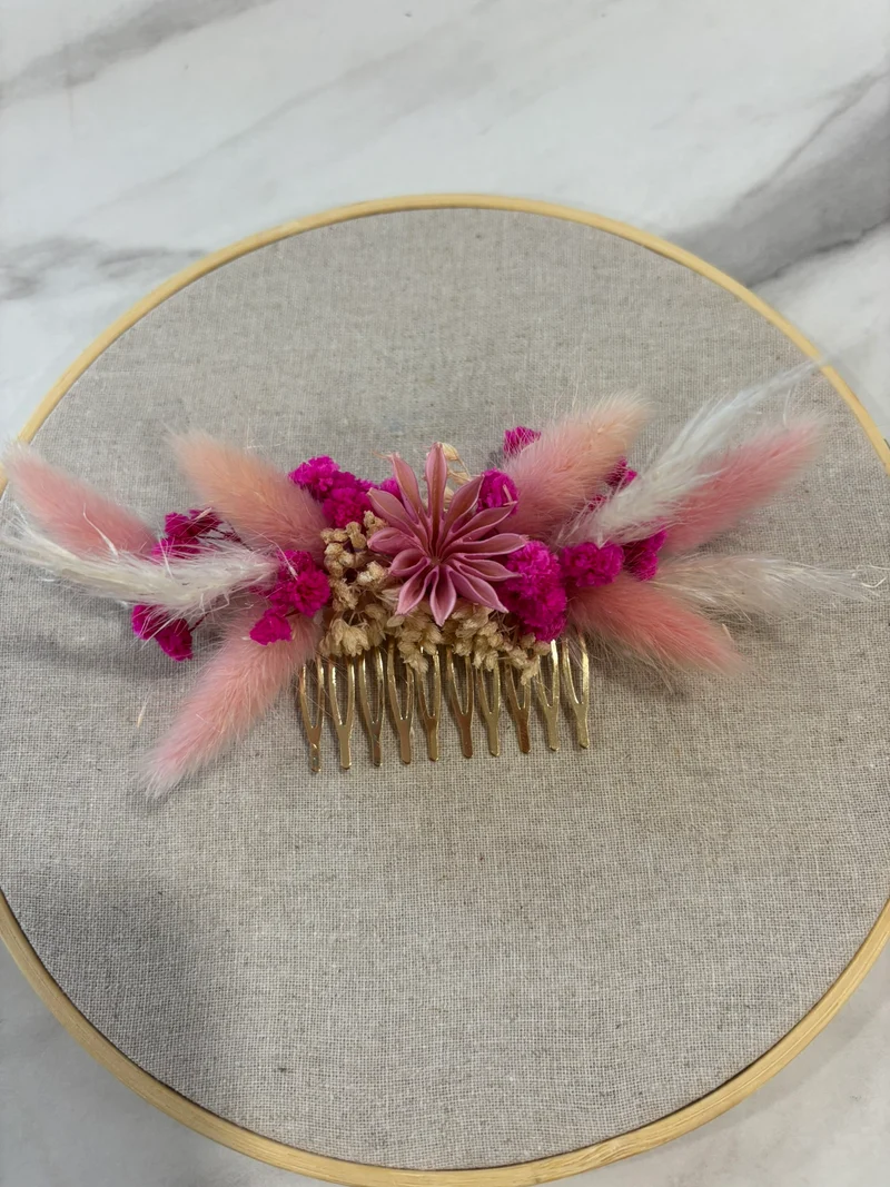 Peigne rose & blanc
