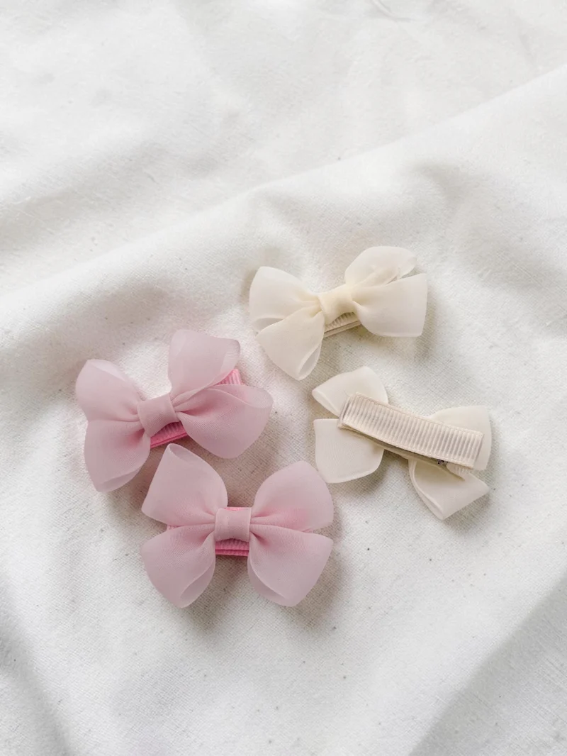 Boucles sur pince - Romance Ivoire/Rose