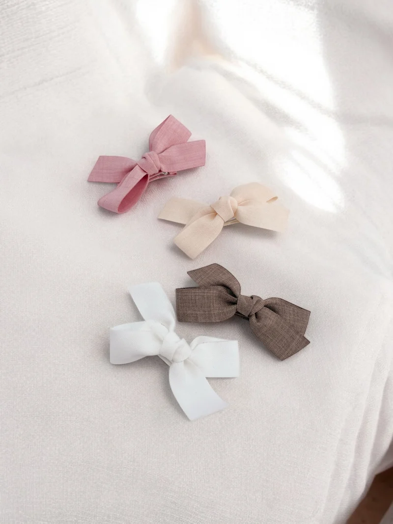 Boucles sur pince - Blanc/Rose