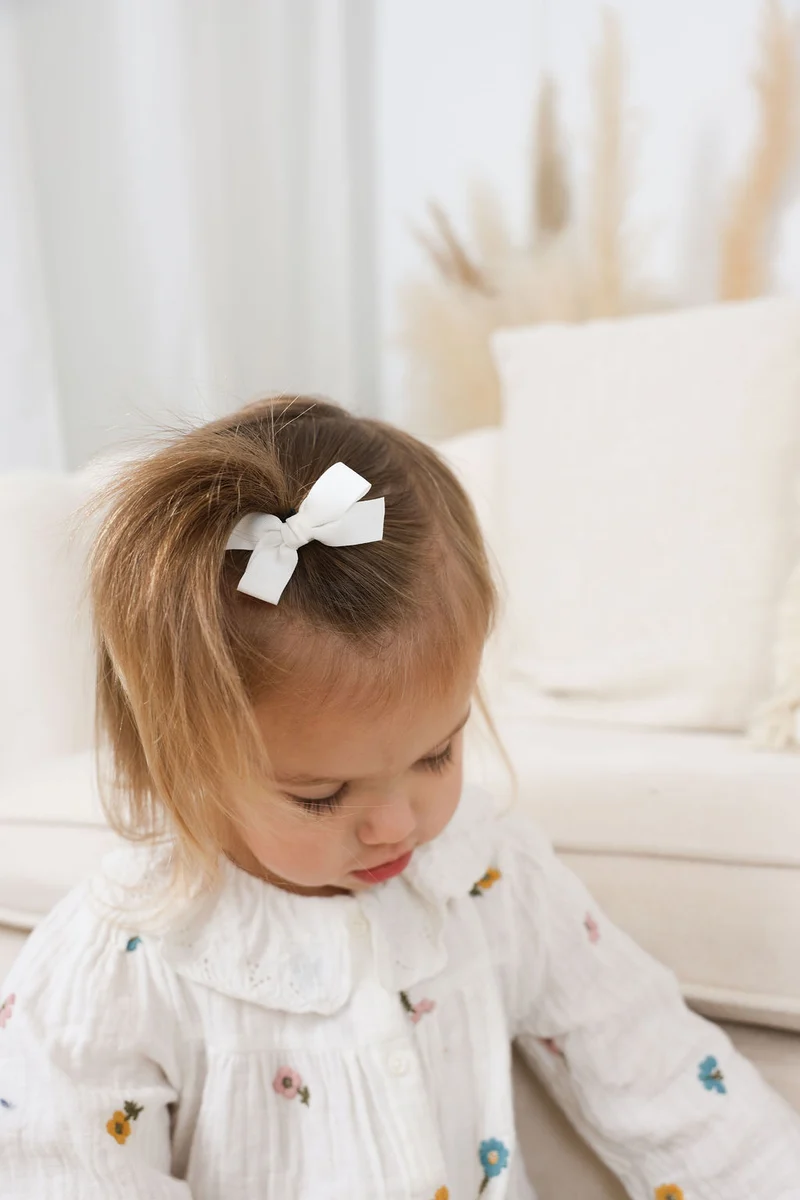 Boucles sur pince - Blanc/Rose