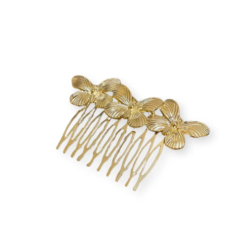 Peigne à cheveux – Métal Doré Papillon