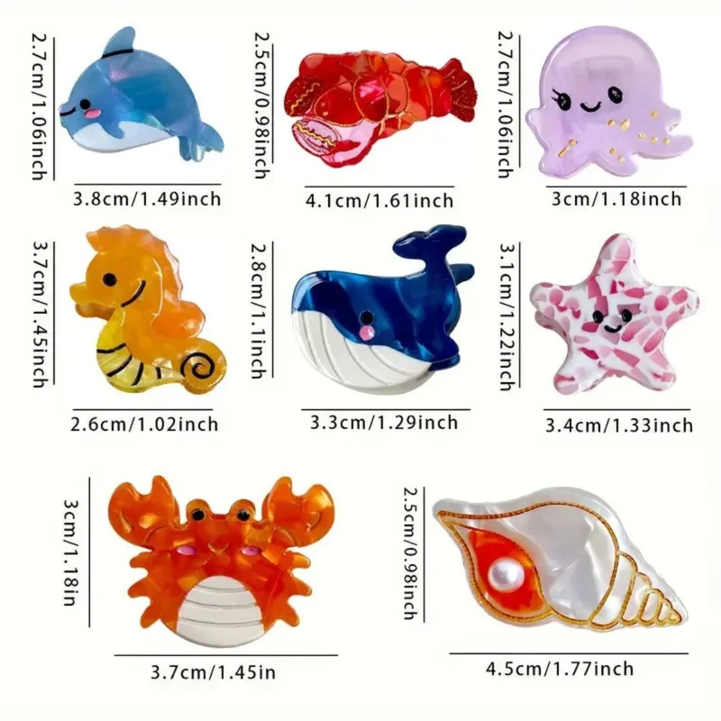 Petites pinces à cheveux - Animaux Marins