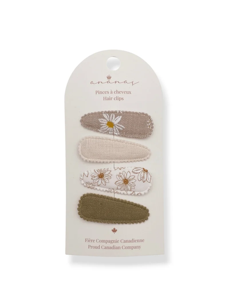 Barrettes en tissu - Floral Beige