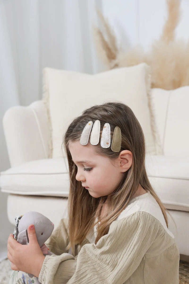 Barrettes en tissu - Floral Beige