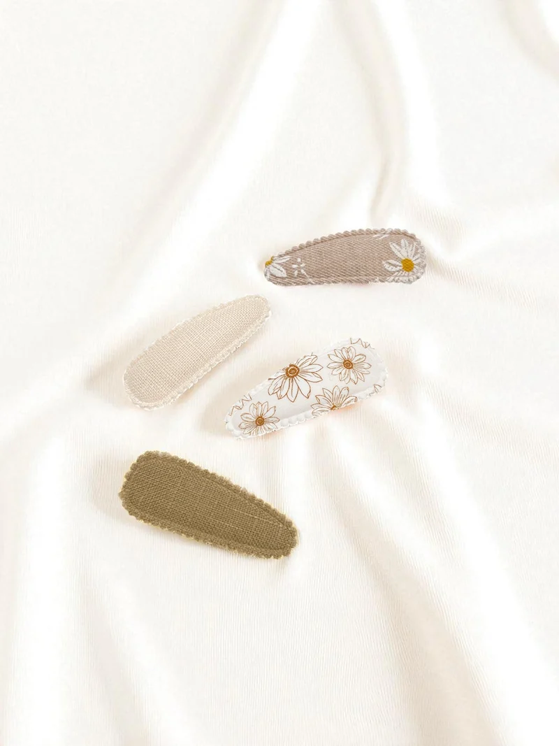 Barrettes en tissu - Floral Beige
