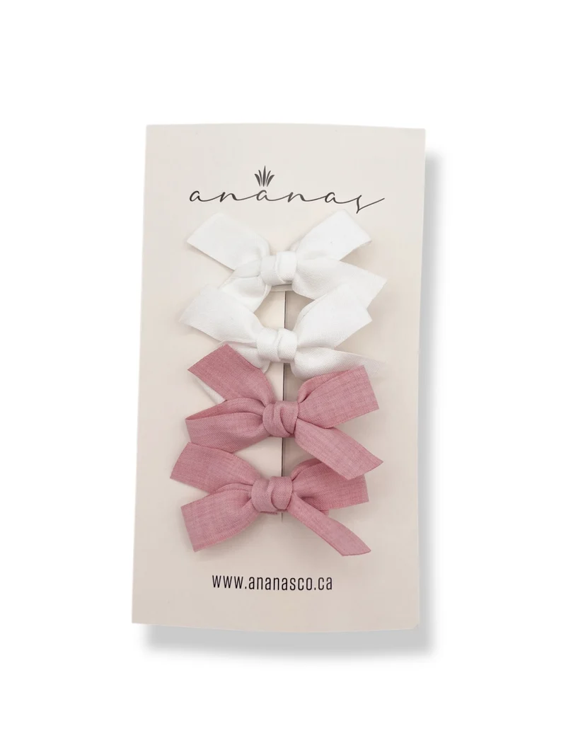 Boucles sur pince - Blanc/Rose