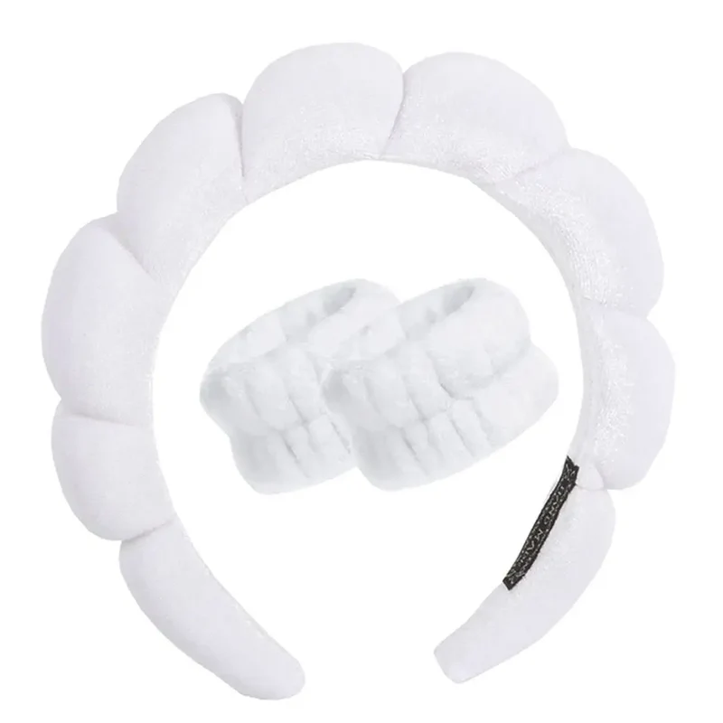 Kit soin visage : serre-tête éponge & bracelets absorbants