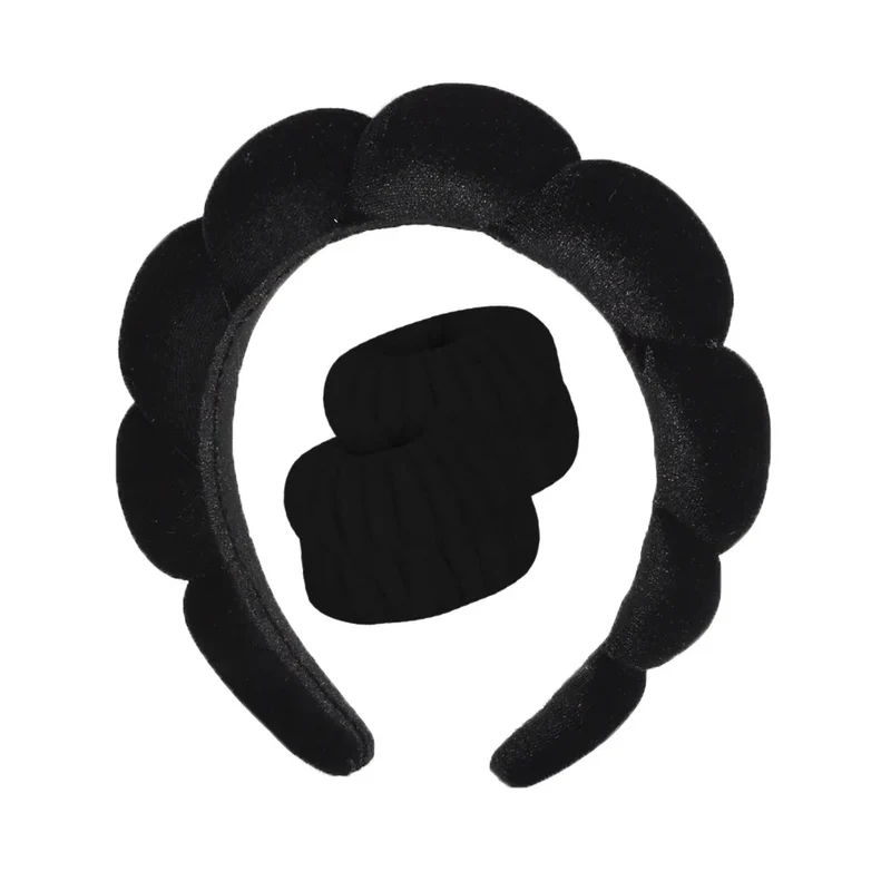 Kit soin visage : serre-tête éponge & bracelets absorbants