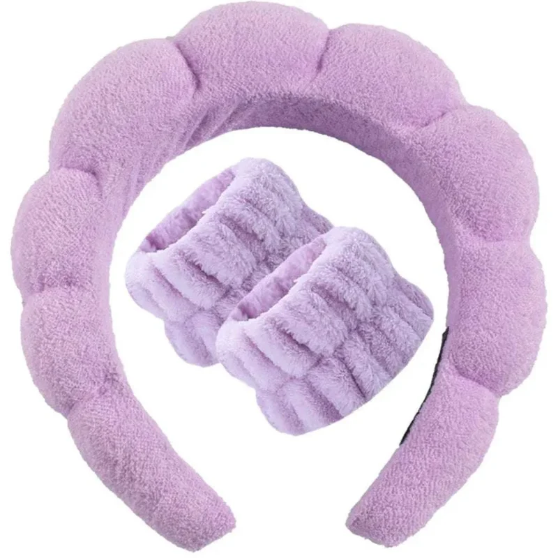 Kit soin visage : serre-tête éponge & bracelets absorbants