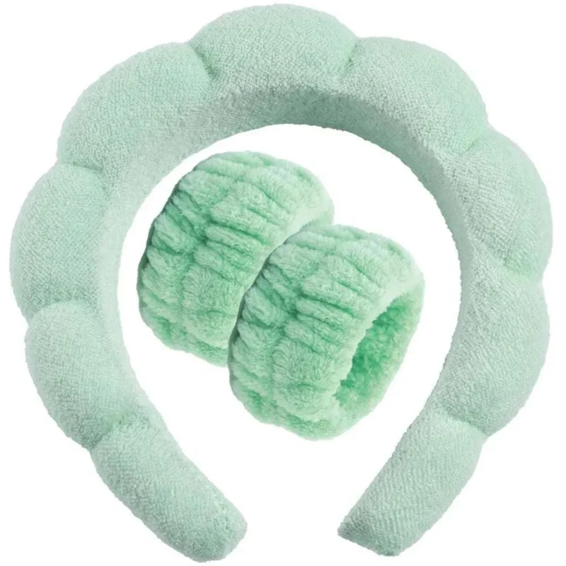 Kit soin visage : serre-tête éponge & bracelets absorbants