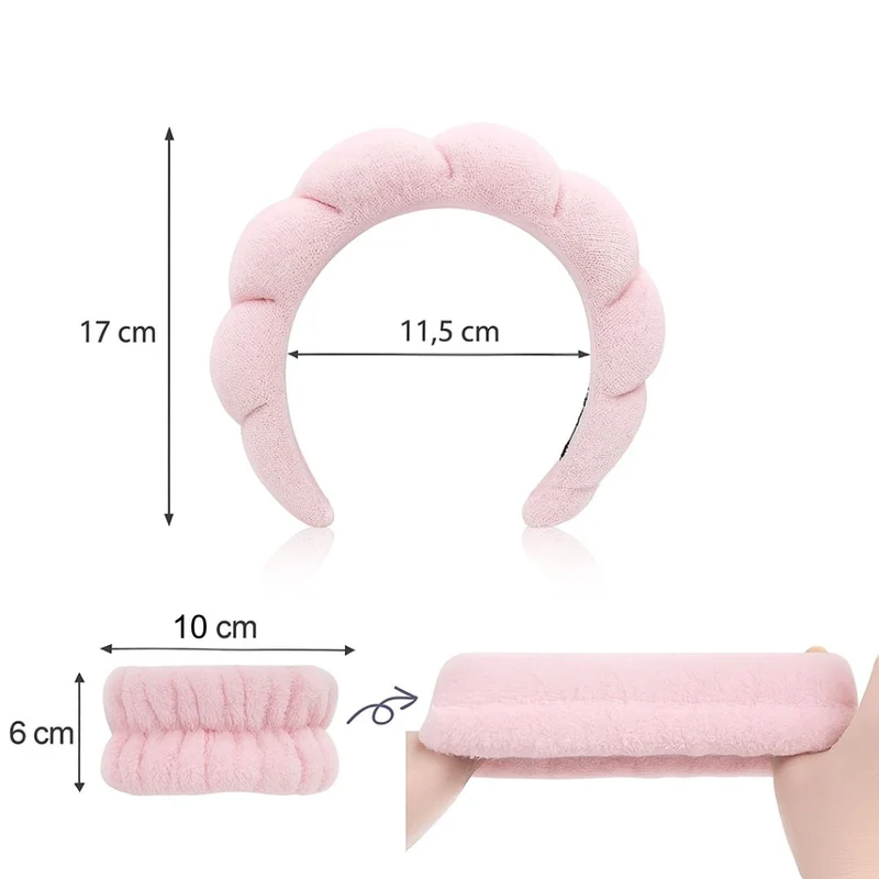 Kit soin visage : serre-tête éponge & bracelets absorbants