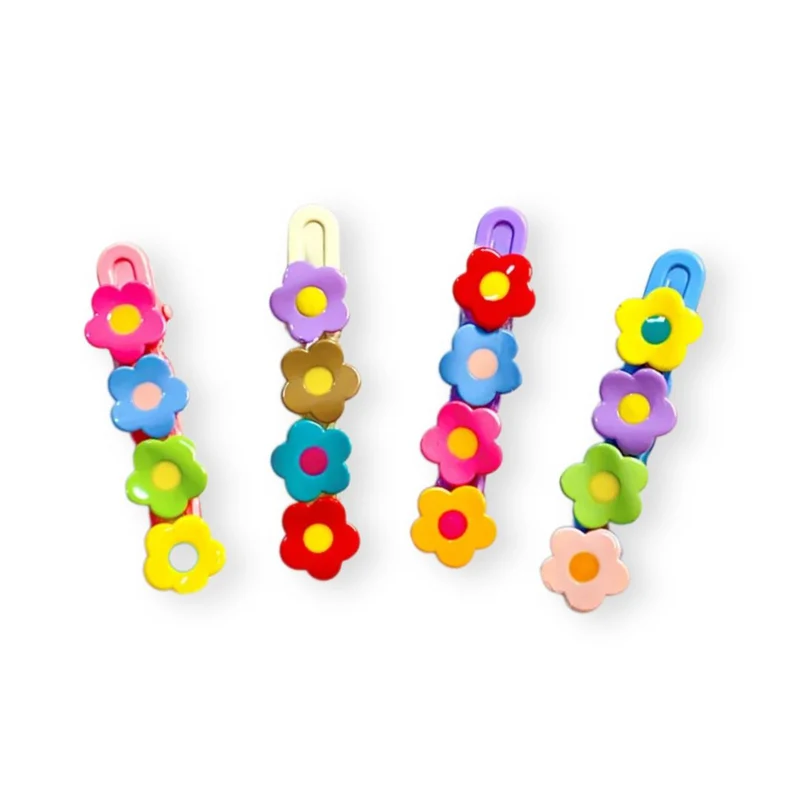 Barrettes cheveux 4 pièces - Mini Fleurs Colorées