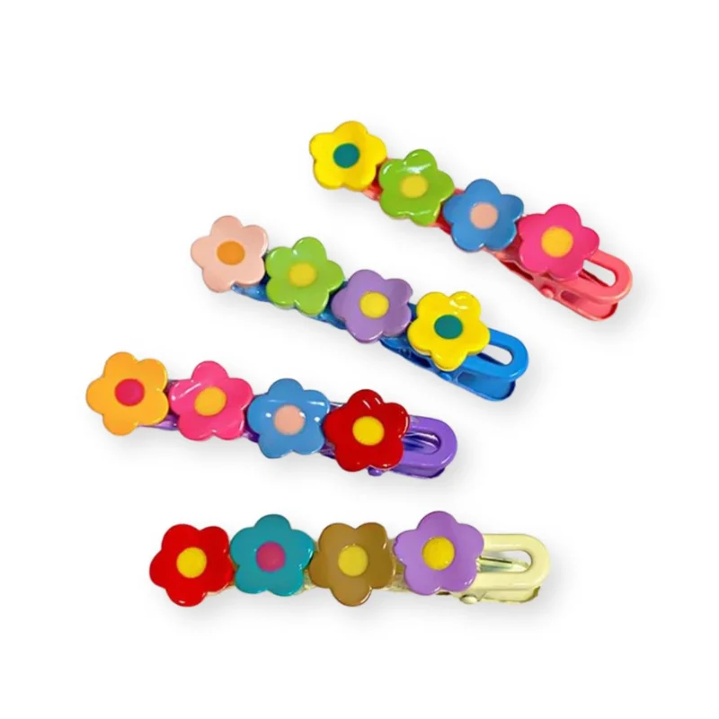 Barrettes cheveux 4 pièces - Mini Fleurs Colorées