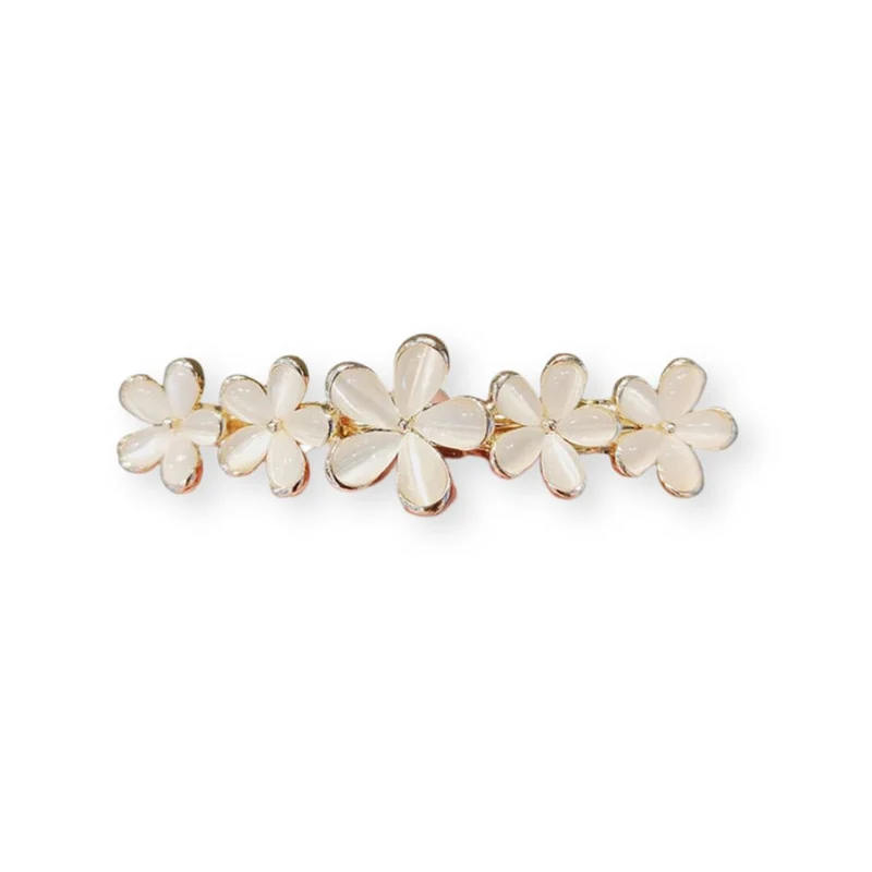 Barrette cheveux - Fleurs Blanches
