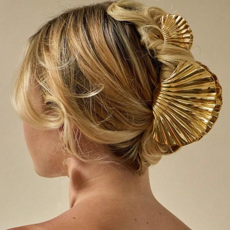 Pince à cheveux – Coquillage Doré