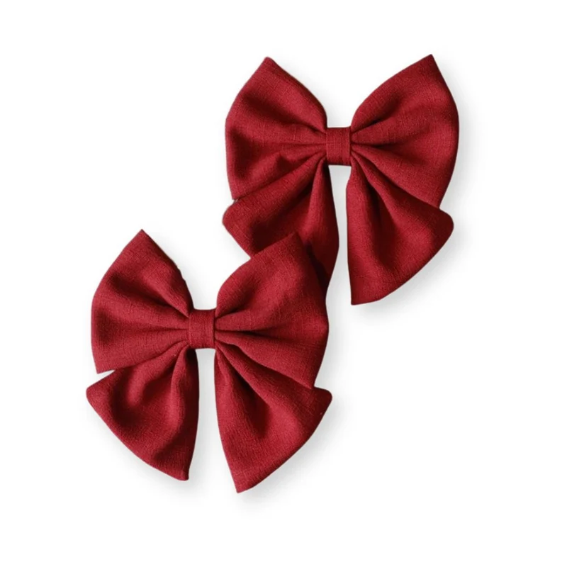 Barrette bébé – Grand nœud papillon en lin